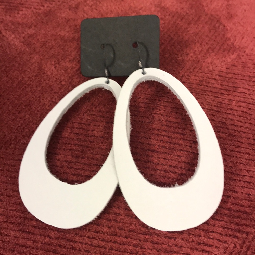 White leather earrings